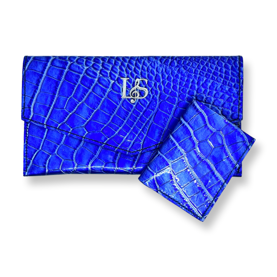 Pochette croco bleu