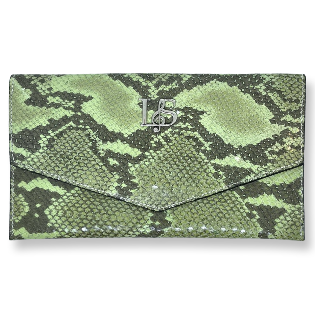 Pochette effet serpent vert