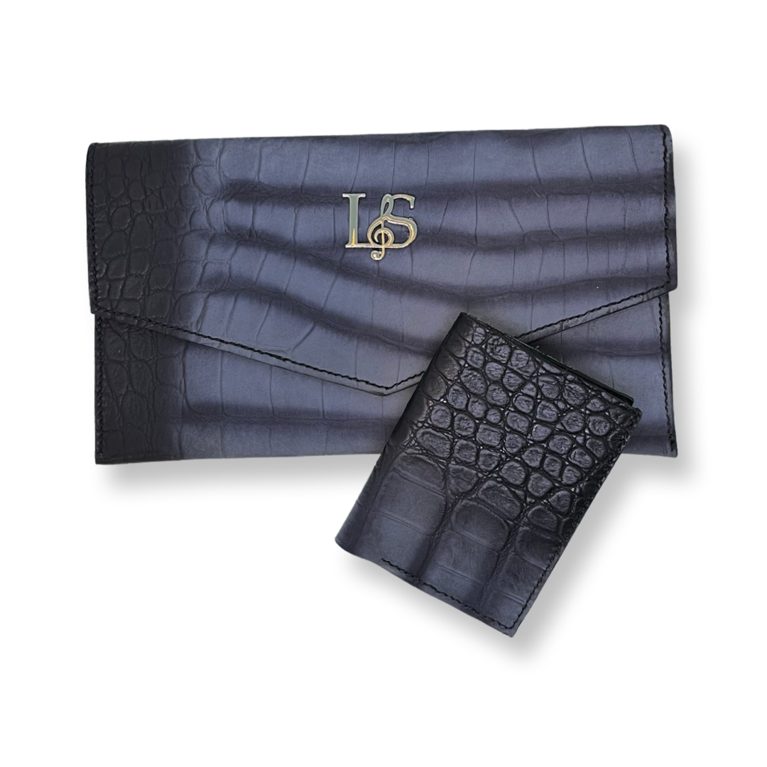 Pochette croco noir