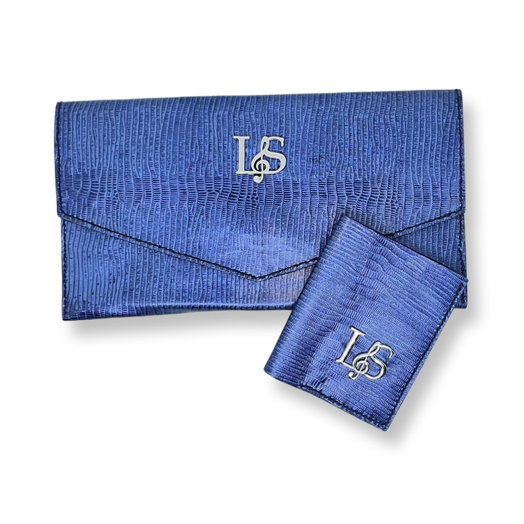 Pochette lézard bleu