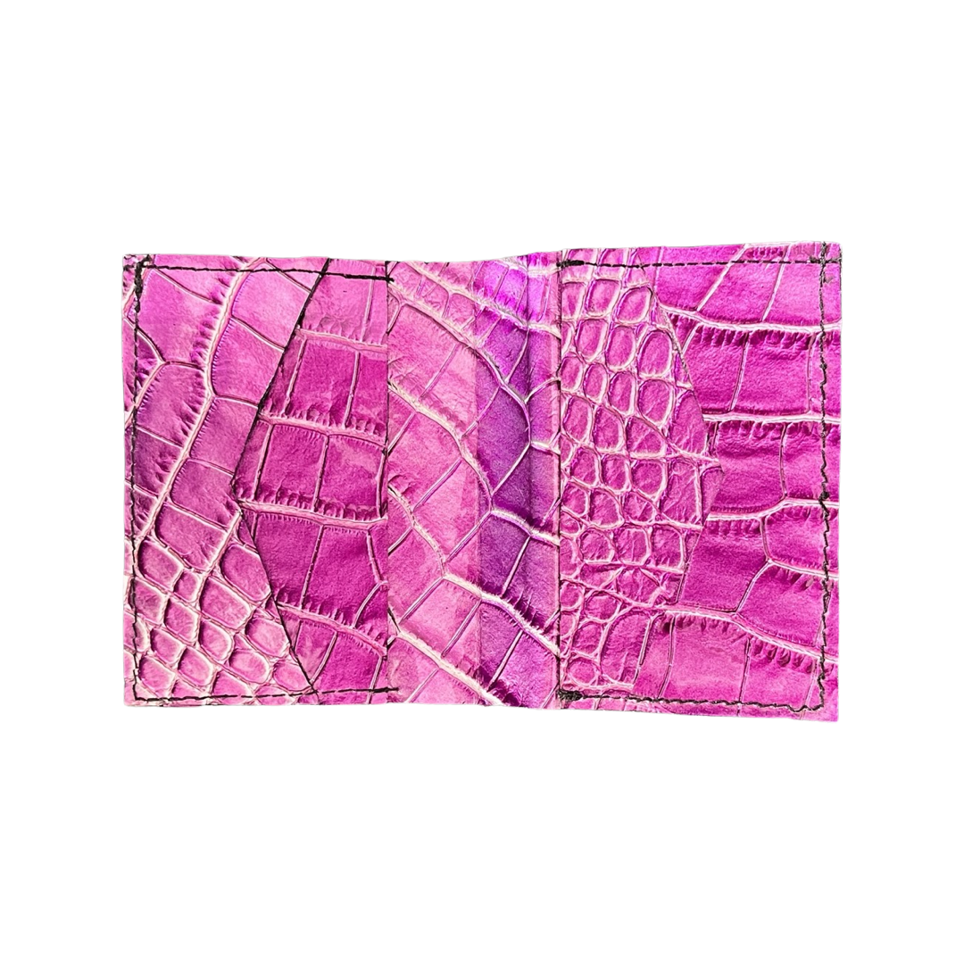 Porte carte croco violet