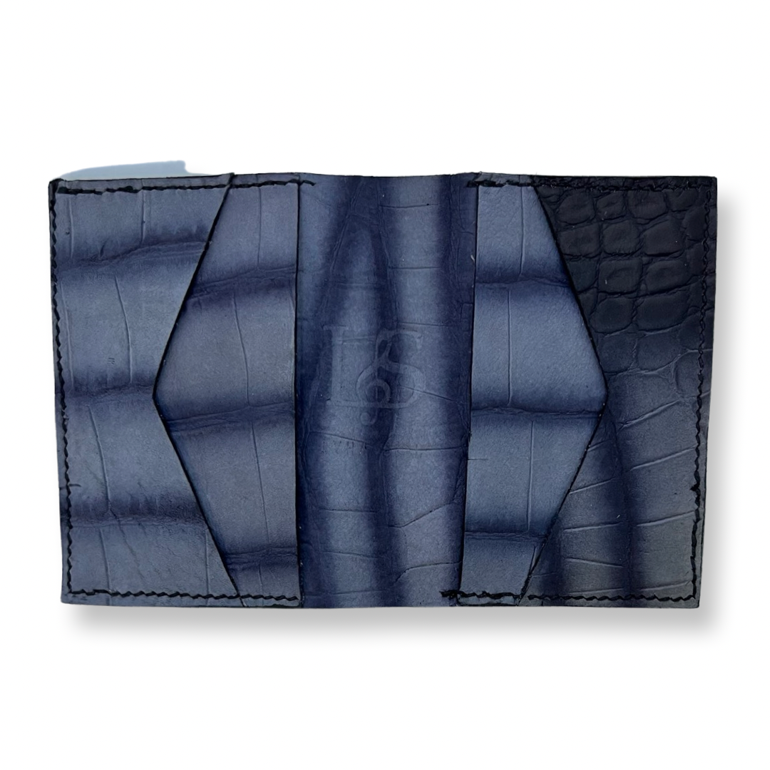Porte carte croco noir et gris