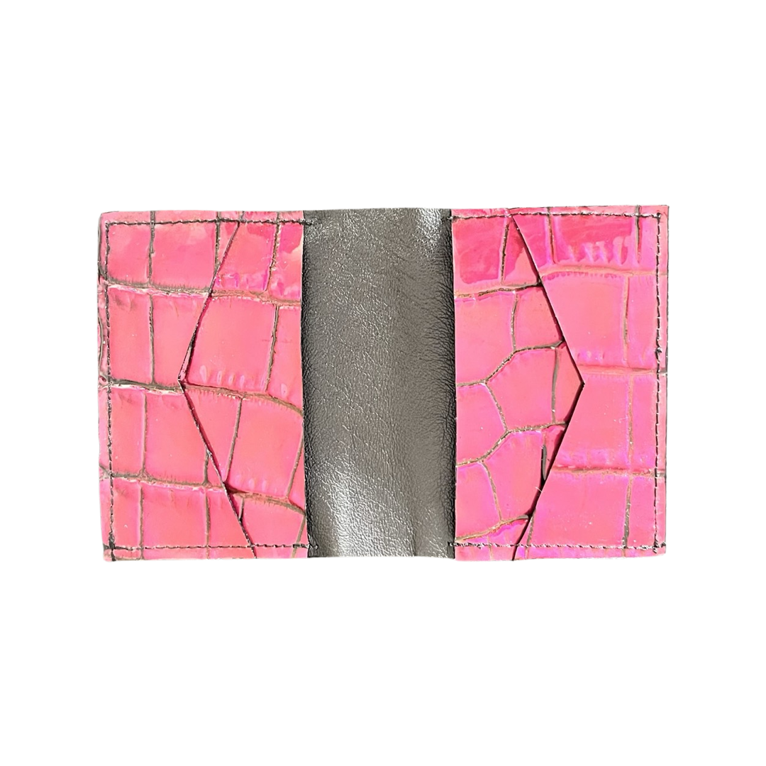 Porte carte rose croco