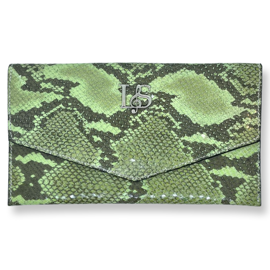 Pochette effet serpent vert
