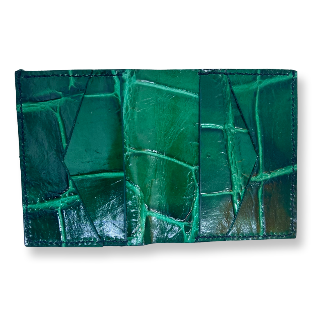 Porte carte vert croco