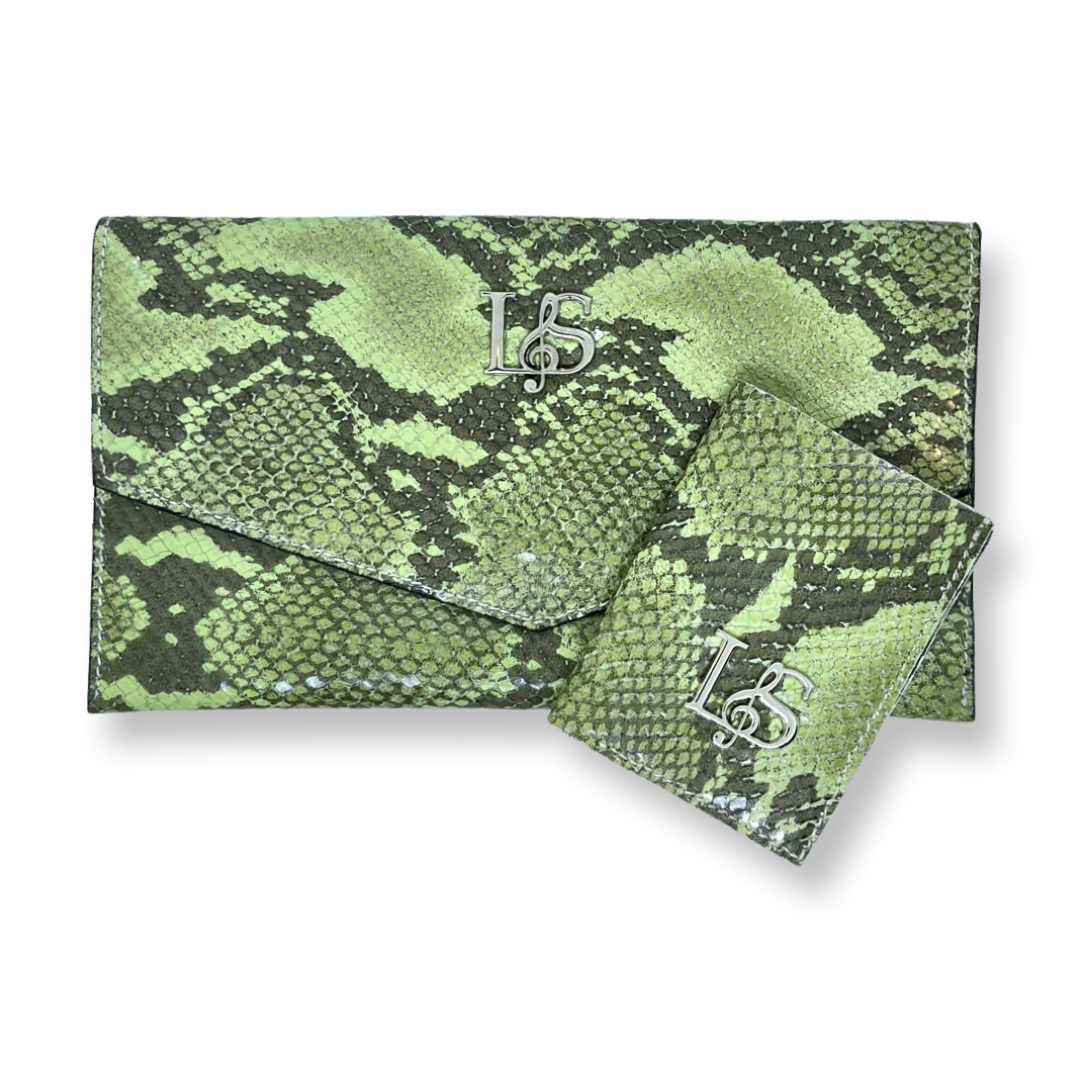 Pochette effet serpent vert