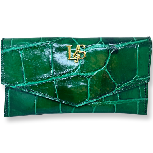 Pochette effet croco verte