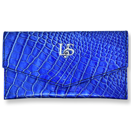 Pochette croco bleu