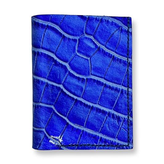 Porte carte bleu croco