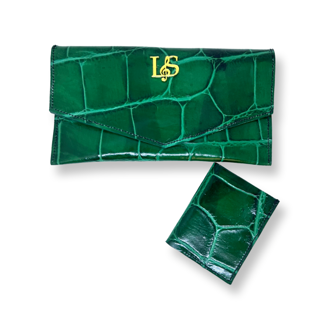Pochette effet croco verte